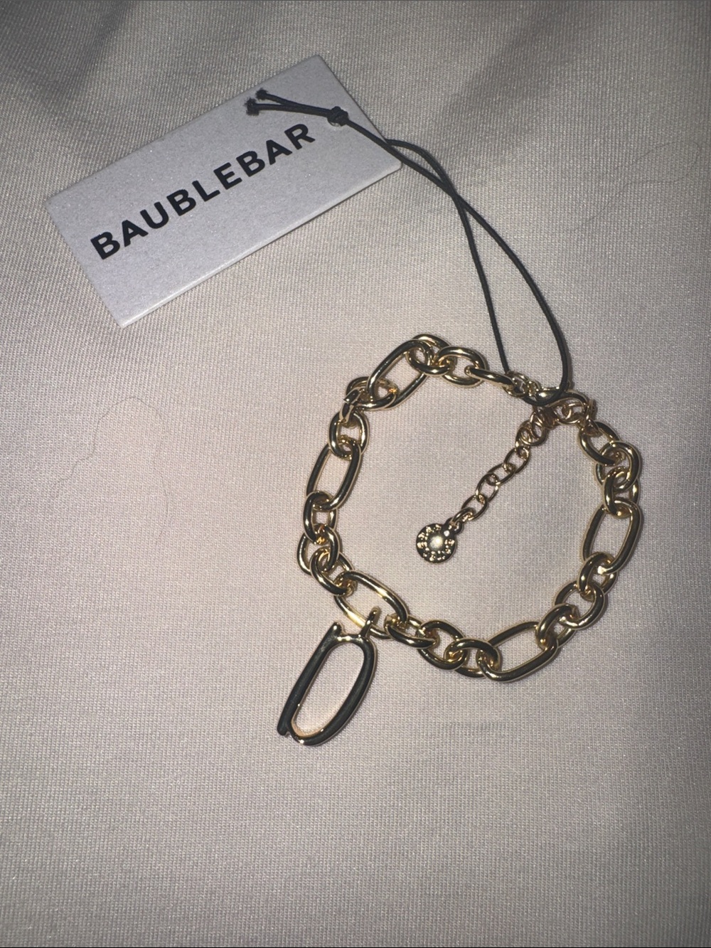 BaubleBar gold initial bracelet NWT!